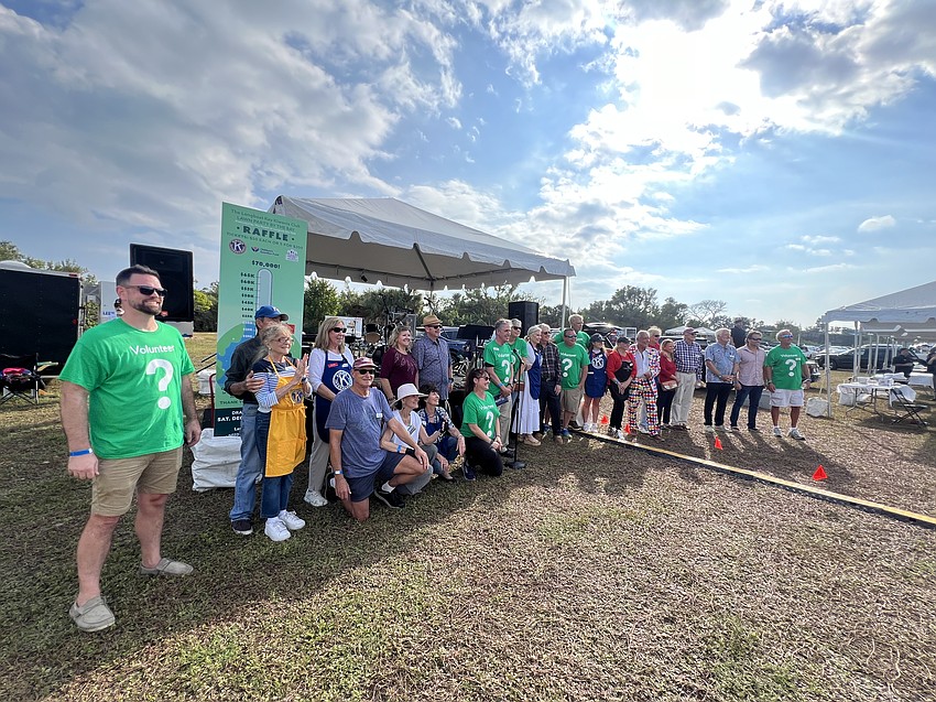 Kiwanis Club volunteers were on hand starting at 8:30 a.m. to start setting up for the Lawn Party Dec. 6.