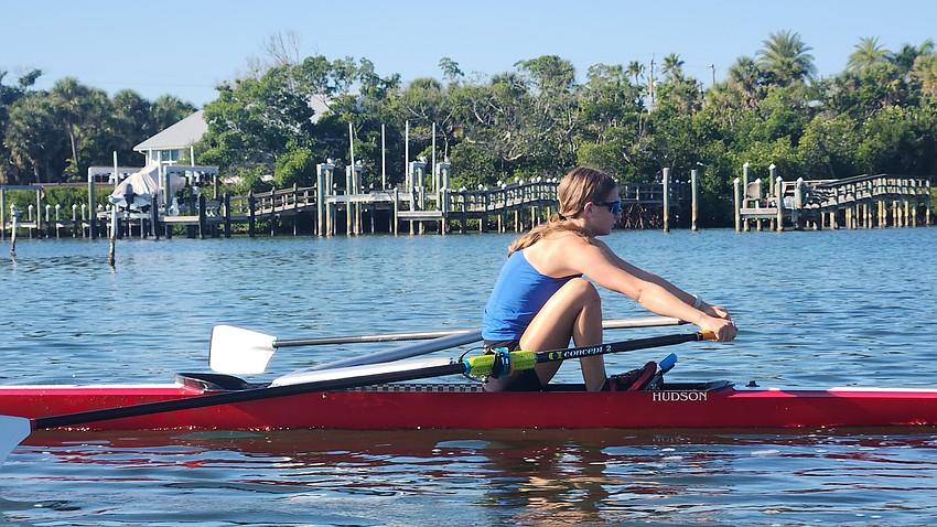 Ashley Redman rows in a single boat. The senior, homeschooled in Lakewood Ranch, has been with the Sarasota Scullers for one and a half years and is a Ashley Redman rows in a single boat. The senior, homeschooled in Lakewood Ranch, has been with the Sarasota Scullers for one and a half years and is a