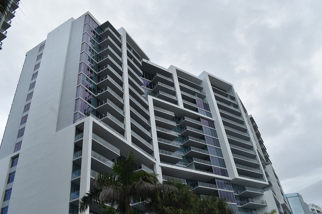 The Unit 1106 condominium at 1155 N. Gulfstream Ave. was built in 2017 and has two bedrooms, two-and-a-half baths and 1,701 square feet of living area.