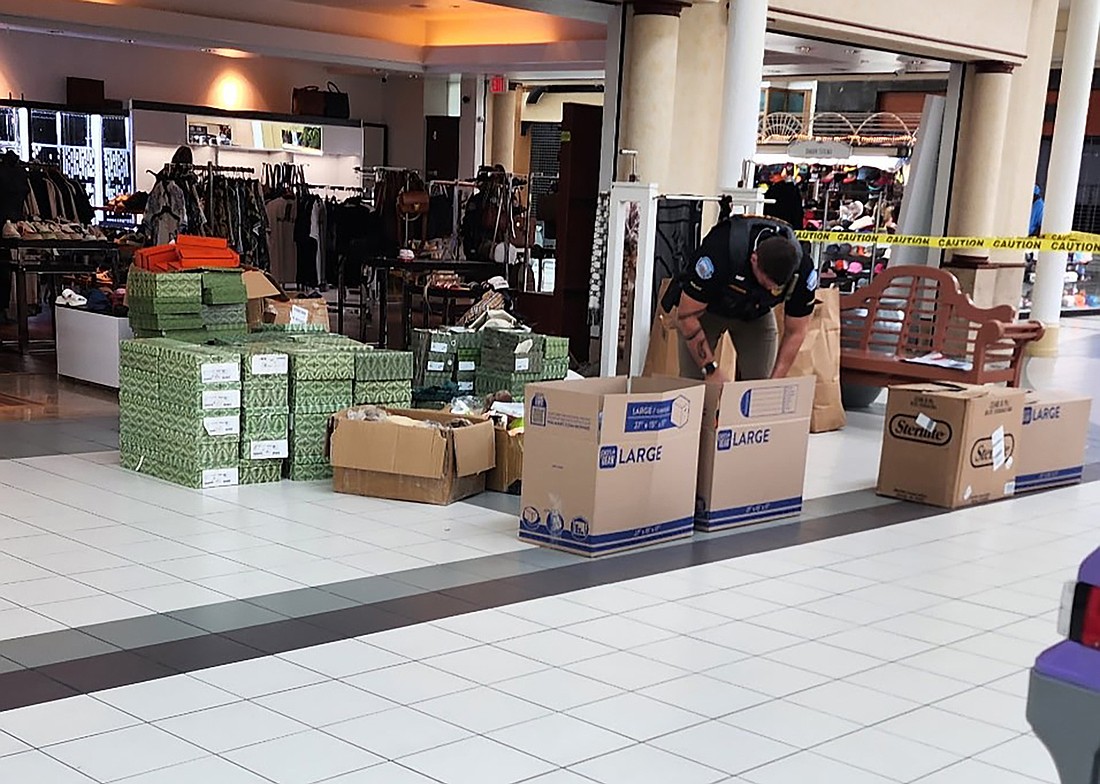 The Ocoee Police Department seized hundreds of items from two retail businesses in West Oaks Mall Tuesday, Dec. 9.