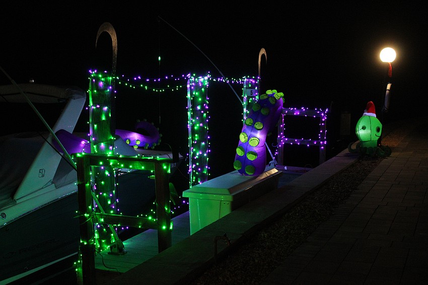 Viewers of the Lighting of the Docks had to be wary not to get pulled into Longboat Harbour by the sea monster attacking one dock.