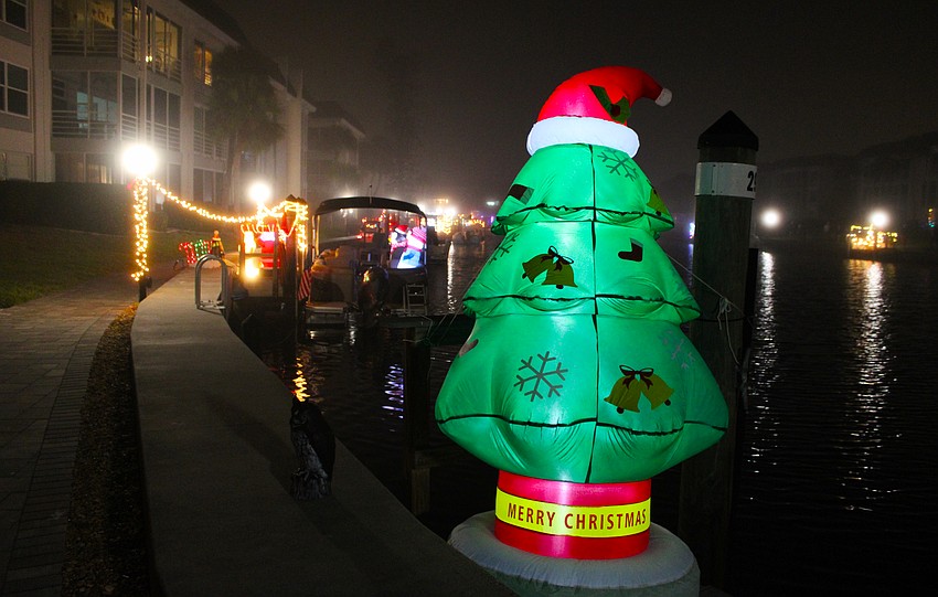 It was a foggy Lighting of the Docks at Longboat Harbour Condominiums.