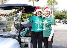Beth Stewart and Christine Parseghian joined in the festive fun of the Frosty Frolic golf tournament on Dec. 9 at Harbourside Golf Course.