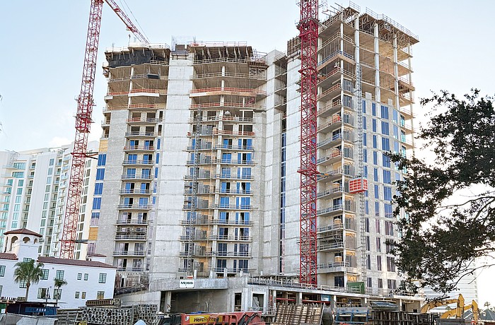 Construction of the Ritz-Carlton Residences II in The Quay. The project will add 78 condos to downtown.