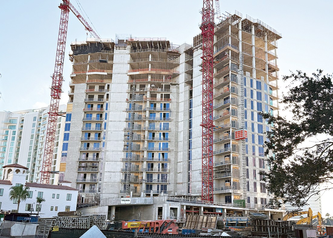 Construction of the Ritz-Carlton Residences II in The Quay. The project will add 78 condos to downtown.
