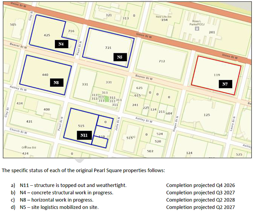 Downtown Investment Authority documents show the status of the Gateway Jax Pearl Square development. Downtown Investment Authority documents show the status of the Gateway Jax Pearl Square development.