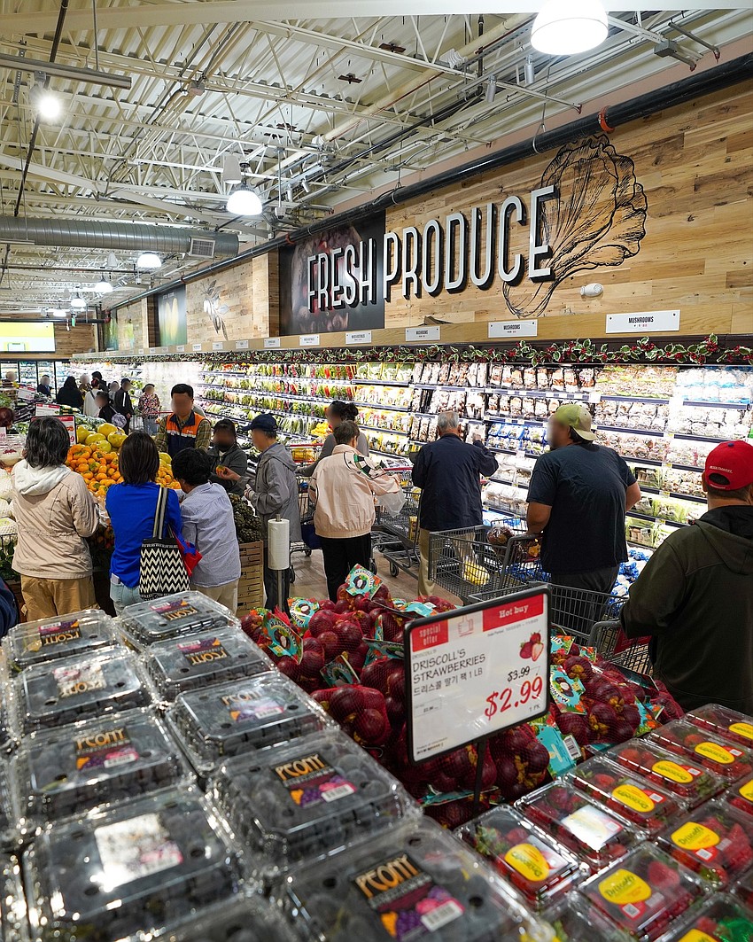 Shoppers fill the H Mart in Dallas. Shoppers fill the H Mart in Dallas.