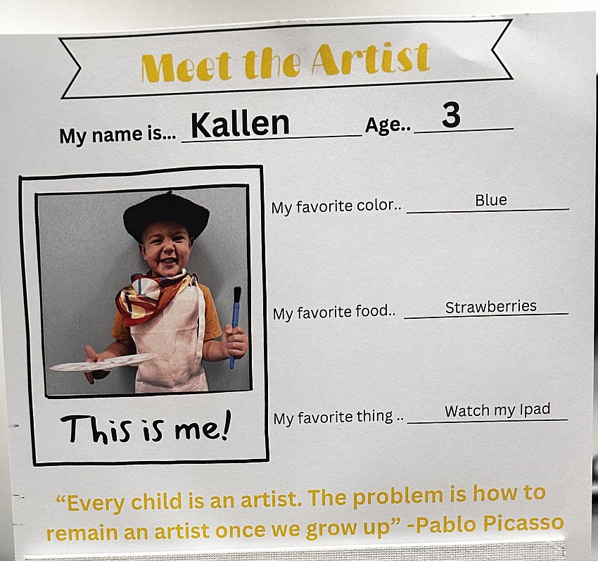 Kallen was the winning artist at United Methodist Christian School's Little Picasso Art Show. Courtesy photo