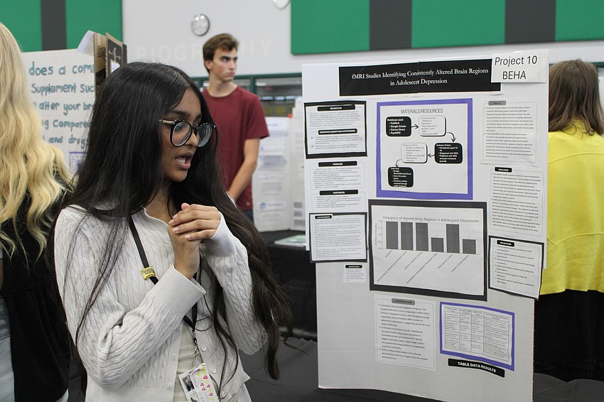 Tas Zahin, a sophomore, says this is the first science fair she has participated in since elementary school. She wants to be a neurosurgeon.