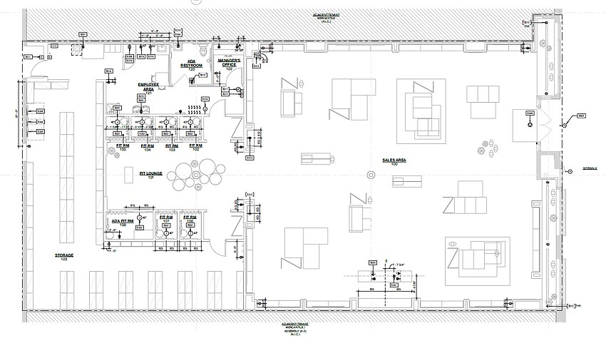 The floor plan of the Vuori store in St. Johns Town Center. The floor plan of the Vuori store in St. Johns Town Center.