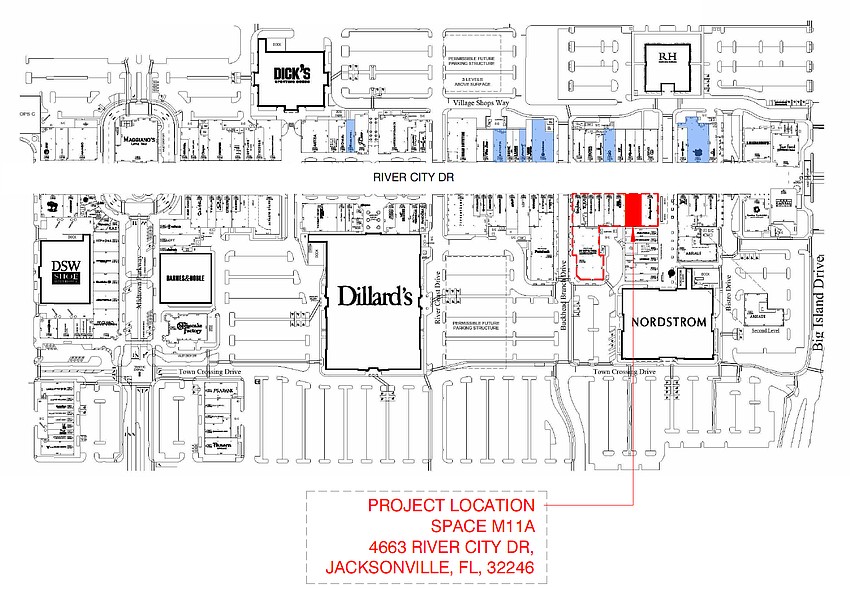 Plans show the Vuori store in St. Johns Town Center in the space between Tommy Bahama and Marc Jacobs that is now occupied by Brooks Brothers. Plans show the Vuori store in St. Johns Town Center in the space between Tommy Bahama and Marc Jacobs that is now occupied by Brooks Brothers.
