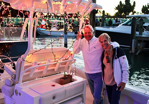 Gary and Linda Condon of Bird Key decorated their boat to contribute to the beauty of this year's Blessing and Lighting of the Fleet on Dec. 11.