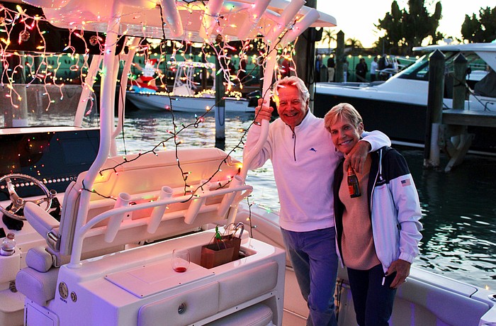 Gary and Linda Condon of Bird Key decorated their boat to contribute to the beauty of this year's Blessing and Lighting of the Fleet on Dec. 11.