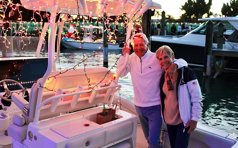 Gary and Linda Condon of Bird Key decorated their boat to contribute to the beauty of this year's Blessing and Lighting of the Fleet on Dec. 11.