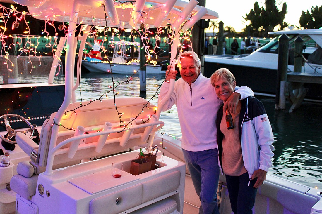 Gary and Linda Condon of Bird Key decorated their boat to contribute to the beauty of this year's Blessing and Lighting of the Fleet on Dec. 11.