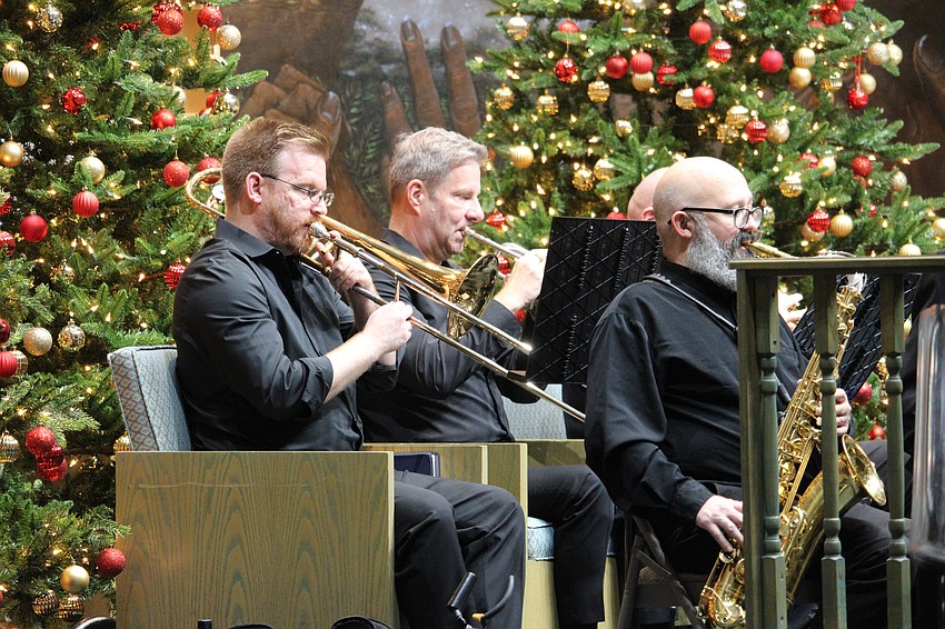 Trombonist Joe Offner brings the heat with the brass section from The Venice Symphony at the Christmas concert.