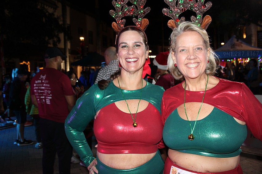 Bradenton's Brandi Davis and Parrish's Carrie Rings are set to run the Jingle 5K in some holiday-colored outfits.