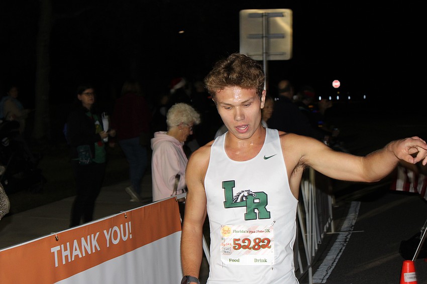 Lakewood Ranch High graduate Derek Robinson, who on Thanksgiving Day won the Turkey Trot at Nathan Benderson Park, added a Jingle 5K title to his trophy case. Robinson clocked a 15:52 to win the event that was held Dec. 12 in Lakewood Ranch.