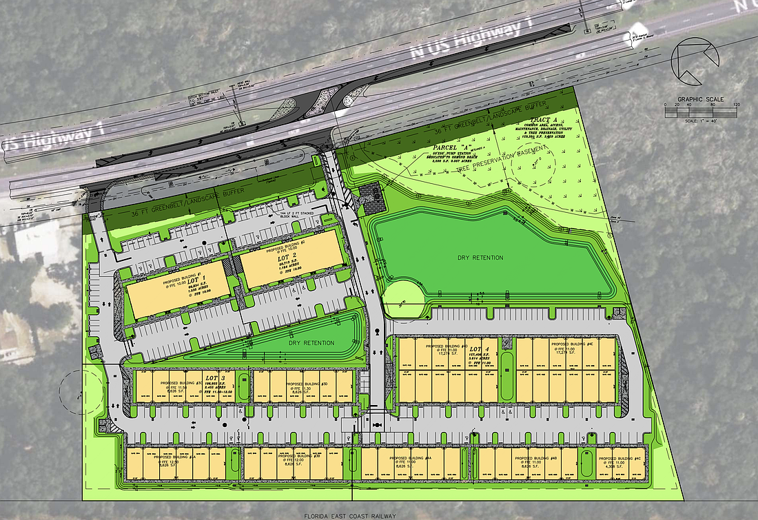 The proposed site plan for the Tomoka Commerce Park development at 890 N. U.S. 1. Courtesy of the City of Ormond Beach