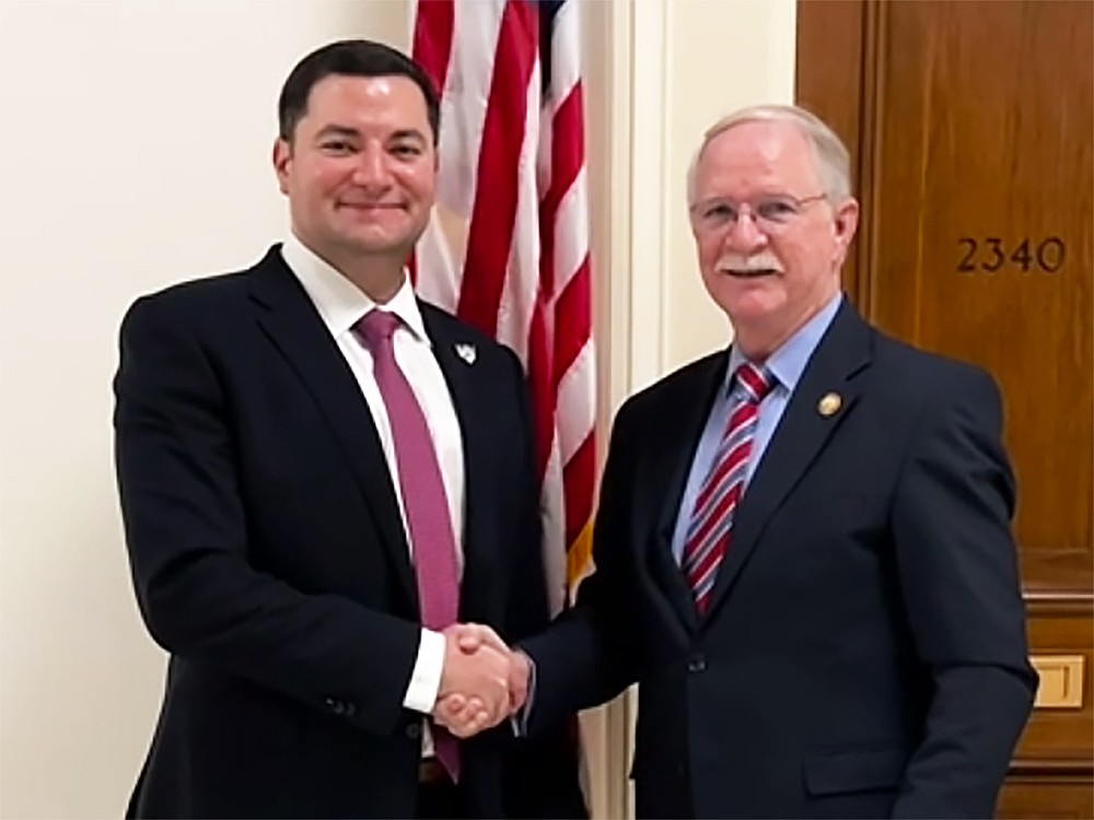 Fourth Circuit Judge Michael Kalil, left, and U.S. Rep. John Rutherford, who nominated Kalil for a 2025 “Angel in Adoption” award.