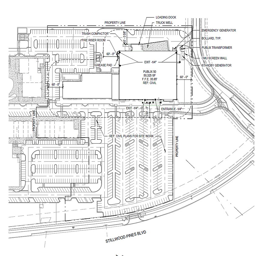 Publix in The Village at Seven Pines is planned at 12235 Dairy Ridge Road.