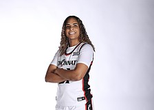 Kali Barrett poses for a photo. The freshman forward with Cincinnati women's basketball previously helped Cardinal Mooney to the 2025 FHSAA Class 3A state championship following the Cougars' four consecutive runner-up finishes.