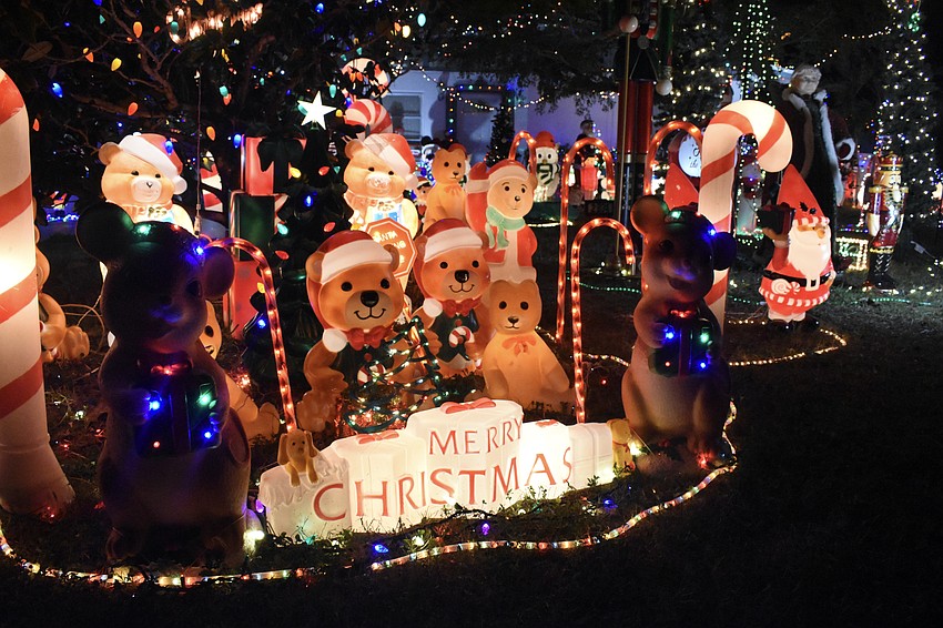 Characters decorate the lawn at 2834 Browning Street.