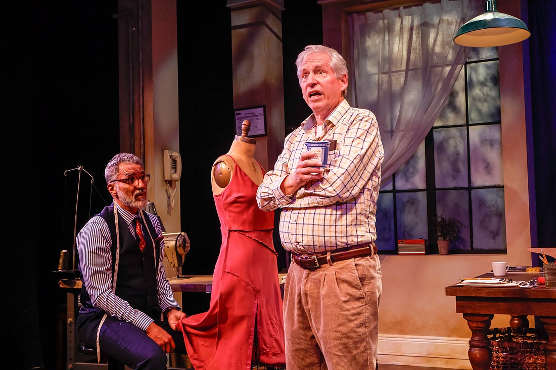 Paul Nicholas and David Cantor star in "A Tailor Near Me" at Florida Studio Theatre through Feb. 15.