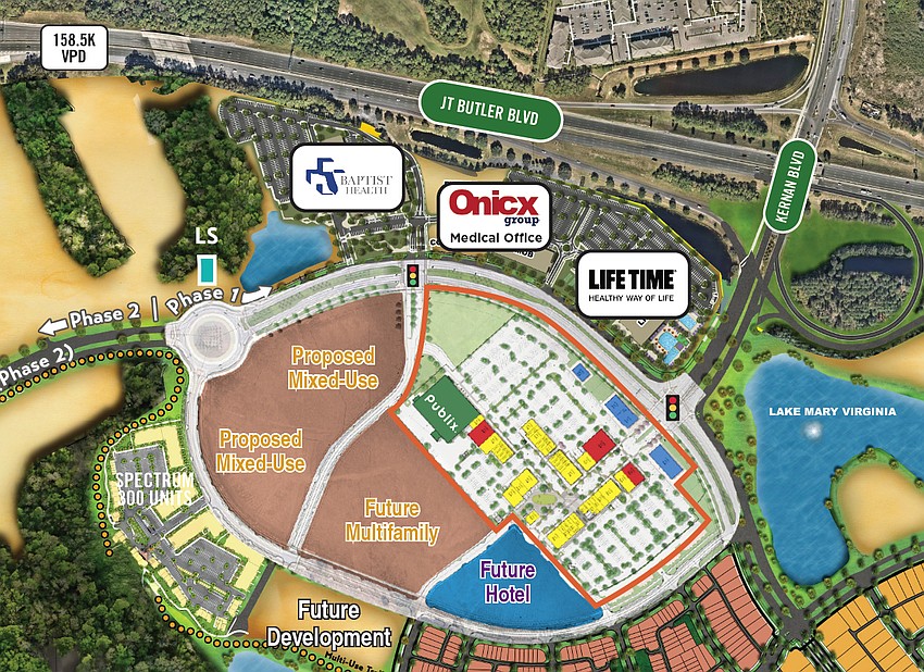 The Seven Pines residential and commercial development at southeast Butler Boulevard and Interstate 295. The Seven Pines residential and commercial development at southeast Butler Boulevard and Interstate 295.