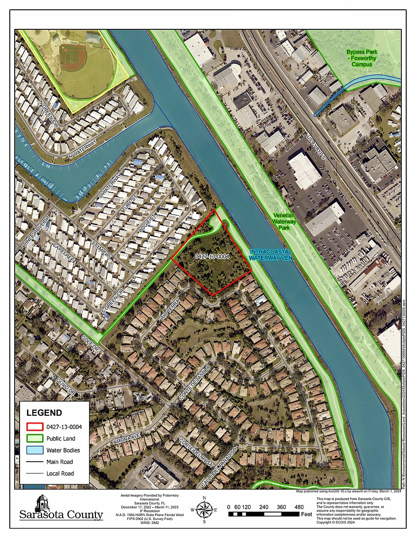 Sarasota County acquired a more than 3.5-acre parcel along the Venetian Waterway Park Trail. Sarasota County acquired a more than 3.5-acre parcel along the Venetian Waterway Park Trail.