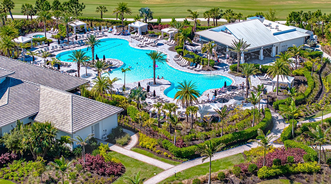 The pool in Taylor Morrison's Esplanade at Azario development in Sarasota's Lakewood Ranch community.