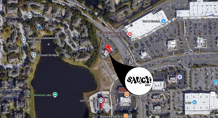 The KFC concept Saucy is planned at 4816 Gate Parkway in the Town Center area. It is a former PDQ. The KFC concept Saucy is planned at 4816 Gate Parkway in the Town Center area. It is a former PDQ.