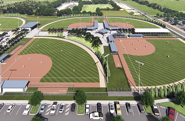 All games in the 2027 Sarasota College Softball Classic will be played on the championship field (lower left) at the new 17th Street Park Regional Sports Complex.