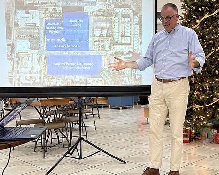 Todd Mathes of Benderson Development explains the company's plans for reimagining of the former Sarasota County Administration Center site.