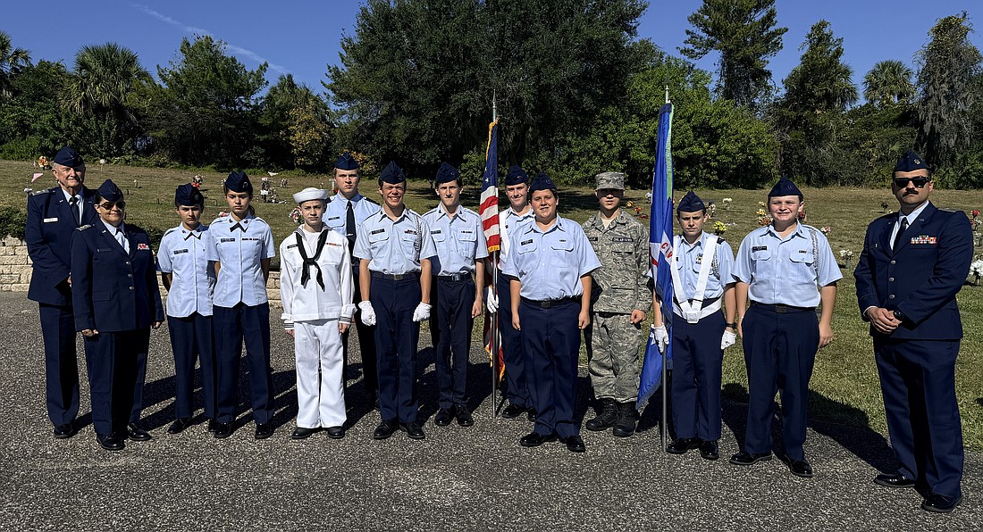 The officers and cadets of the Ormond Beach Composite Squadron of the Civil Air Patrol served as the lead agency in support of the Wreaths Across America program at the Daytona Memorial Park on Saturday, Dec. 13. Courtesy photo
