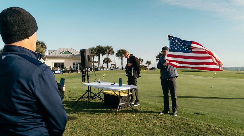 The opening ceremony for the charity golf tournament on Veteran's Day, Nov. 11. Courtesy GratitudeAmerica
