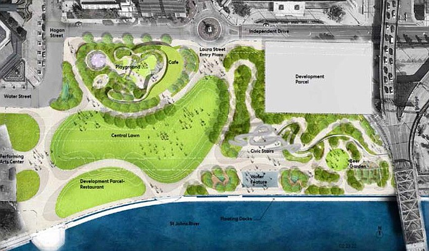 The development site at Riverfront Plaza in Downtown Jacksonville now owned by Gateway Jax. The property is adjacent to Riverfront Plaza, the former site of the Jacksonville Landing.