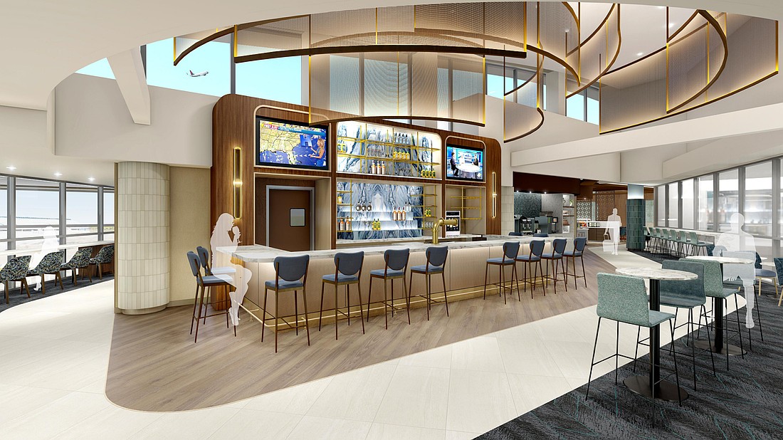 The bar area of the new Delta Sky Club at Jacksonville International Airport.