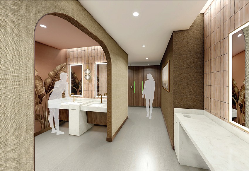 A bathroom in the new Delta Sky Club at Jacksonville International Airport.