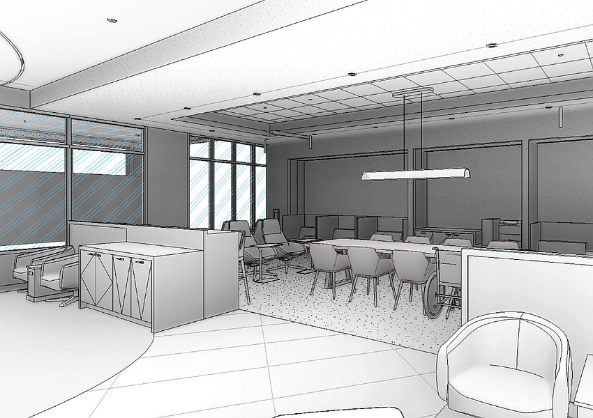 The cyber lounge area of the new Delta Sky Club at Jacksonville International Airport.