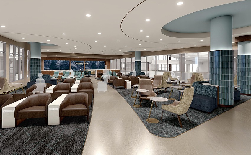 The lounge area of the new Delta Sky Club at Jacksonville International Airport.