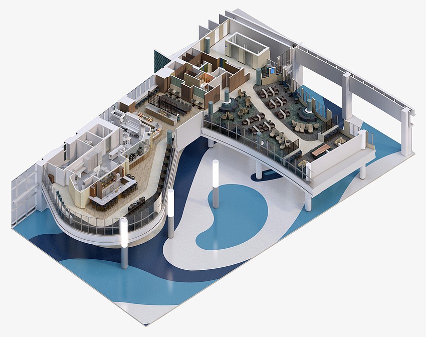 An overall view of the new Delta Sky Club at Jacksonville International Airport.