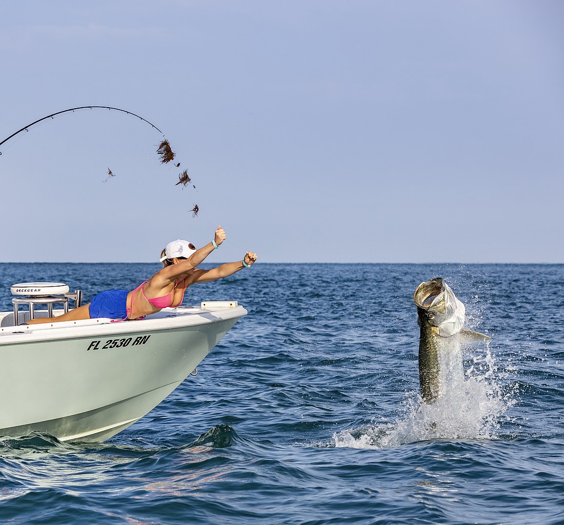 Taylor Woods angling for a tarpon.