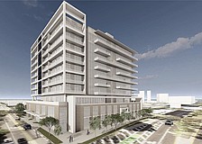 A rendering of a proposed condo building at the corner of Ringling Boulevard and Osprey Avenue.