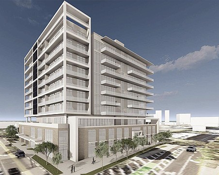 A rendering of a proposed condo building at the corner of Ringling Boulevard and Osprey Avenue.