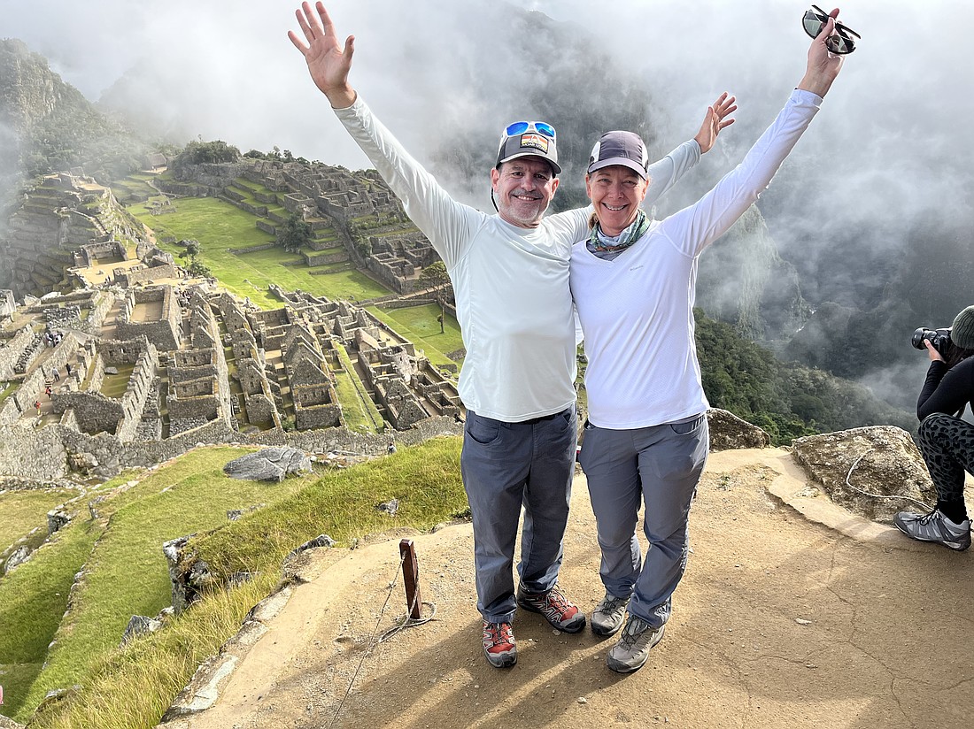 The Vignes after a four-day camp and hike on the Inca Trail at Machu Picchu.