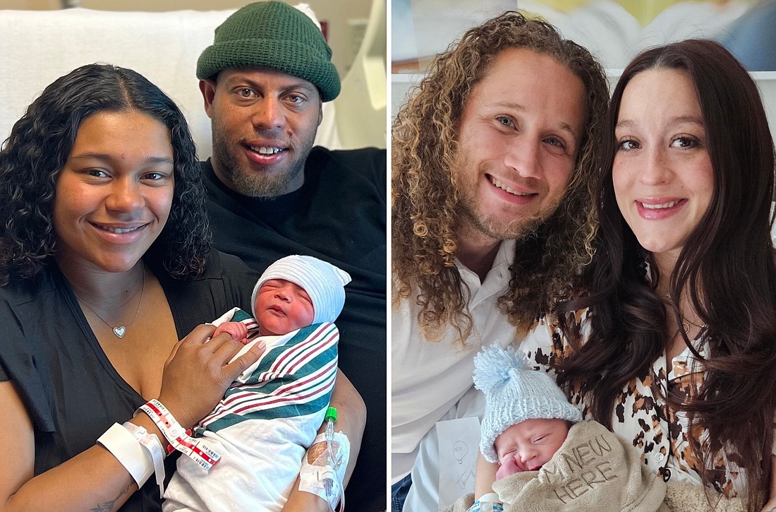 Left: Austin Gordon Jr., known as “AJ,” was born at 1:25 a.m. to first-time parents Isabel Castillo and Austin Gordon.

Right: Corey Gifford and William Zimmerman welcomed their son, Zaiden Amaris Zimmerman, affectionately known as “Zaz,” at 12:50 a.m.