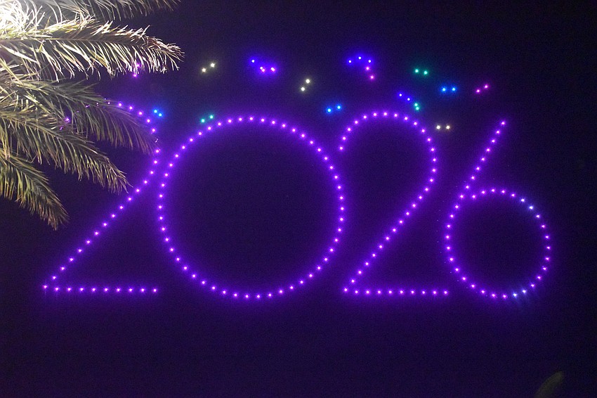 The drone light show contains a countdown to the new year which shows 2025 turning to 2026.