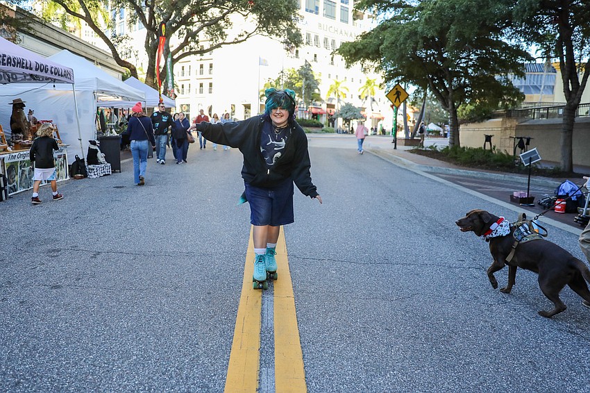Zoe Heinz, 15, enjoys her last 2025 skate down Main Street.