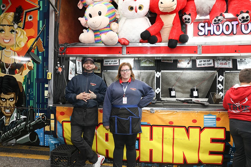 Manning the machine gun booth are Michael Blake and Jaidhe Lyon. 